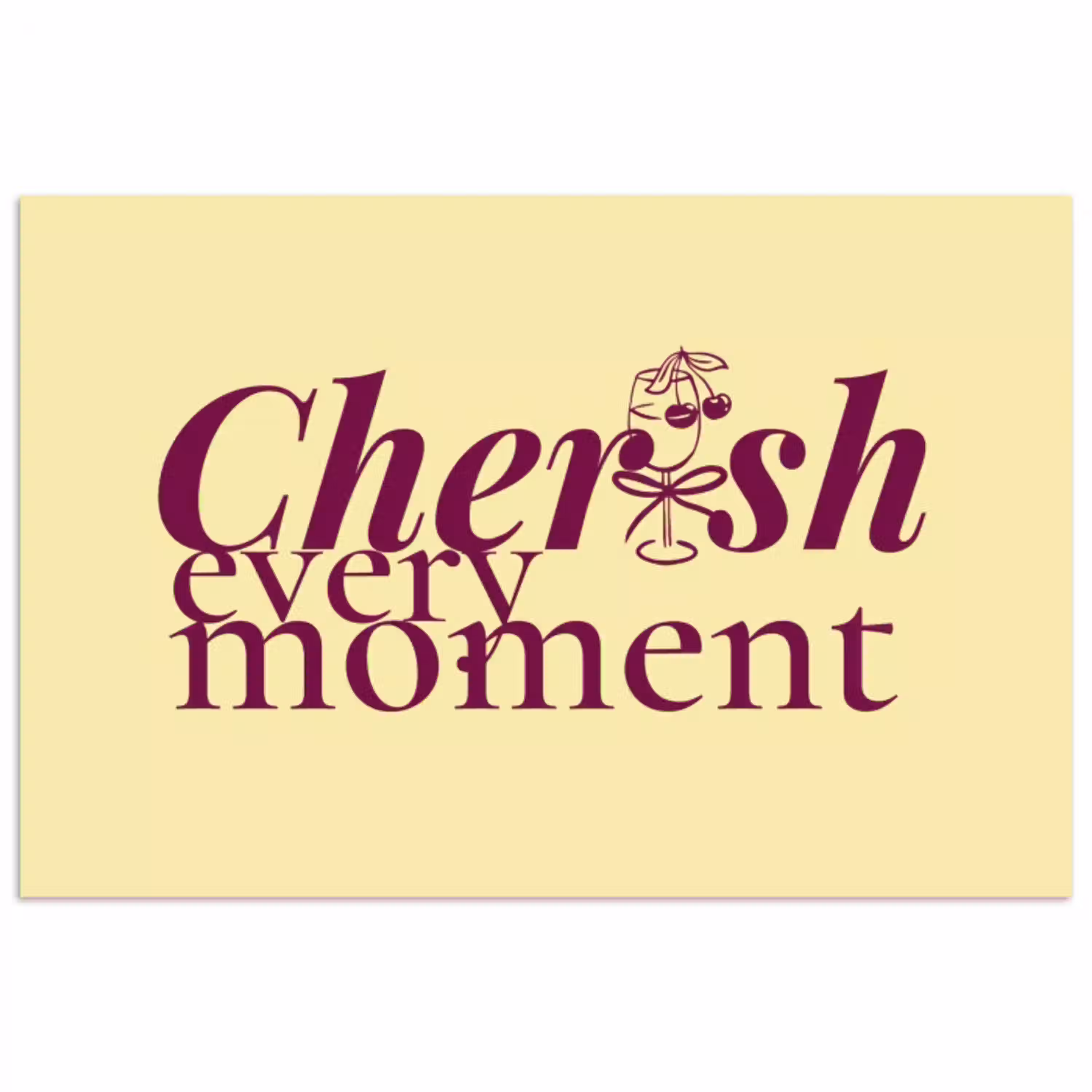 Cherish every moment - Cocktailglas - Geel poster papier klein -3d