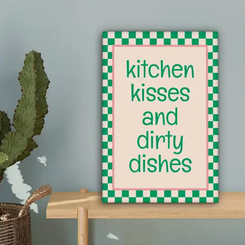 Quote - Groen - Geblokt - Keuken canvas 2cm klein -sfeer4