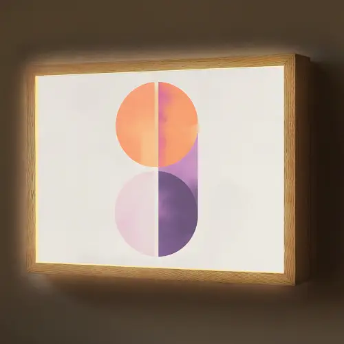 Cirkels - Abstract - Paars Light Box met batterij (Wandlamp) middel -z3d_website