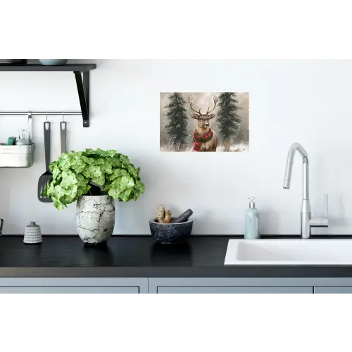 Winter - Bos - Rendier - Donker Muursticker klein -keuken