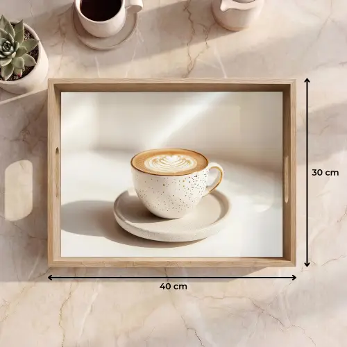 Cappuccino - Schuim - Schotel - Beige Dienblad Rechthoek middel -USP_Formaat