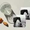 Paard - Auto - Zwart - Wit onderzetter kurk middel -sfeer4