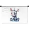 Neushoorn - Baby dier - Dieren Wandkleed katoen klein -zz3d