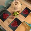 Kersen - Hart - Rood - Zwart Placemat vinyl groot -zzsfeer5_Kitchenyeah-website
