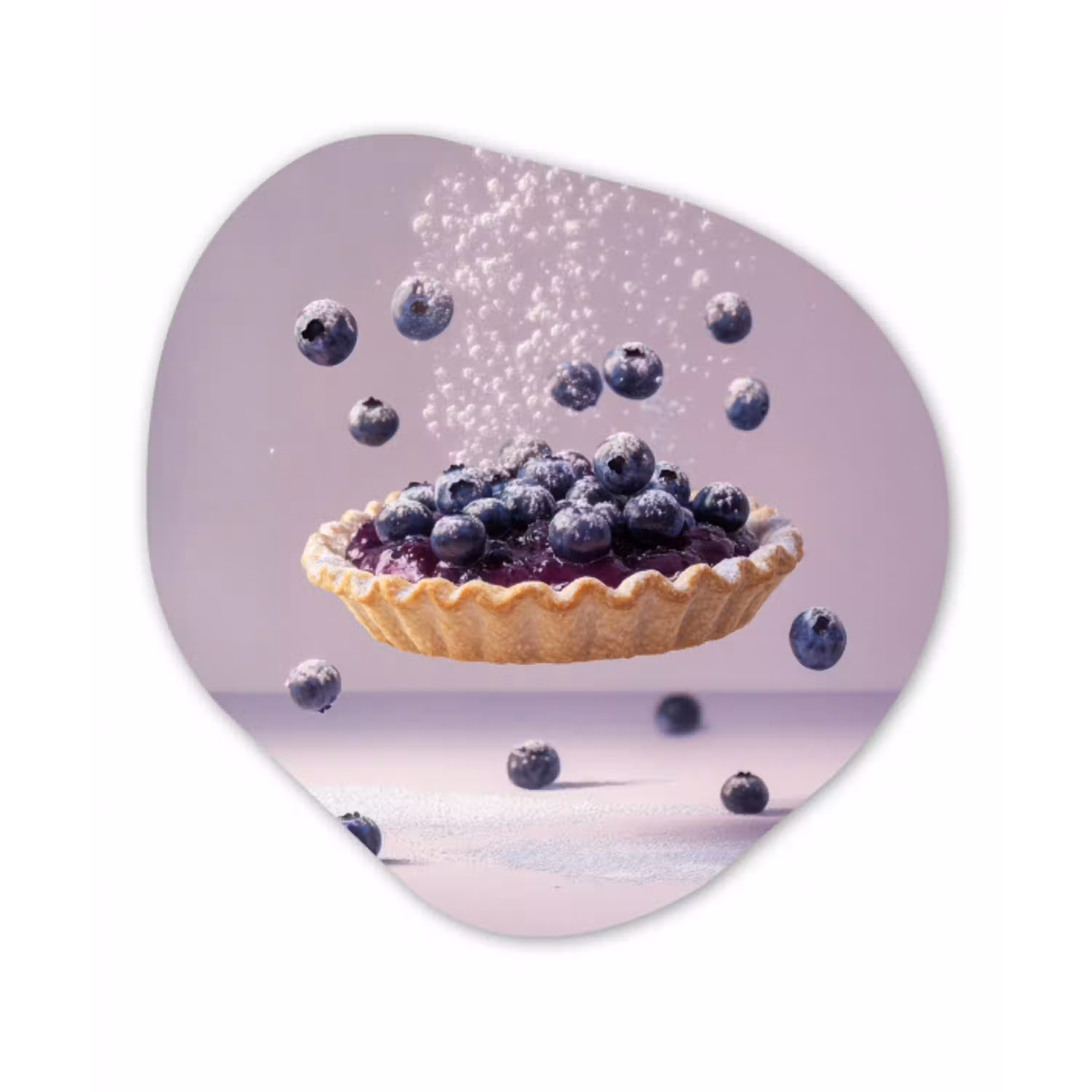 Eten - Taart - Bessen - Blauw Wandcirkel Organisch Plexiglas middel -3d