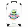 Alien in een kleurrijke ufo NBS - Handbagage koffer - Kinderen Unisex middel -productfoto_recht