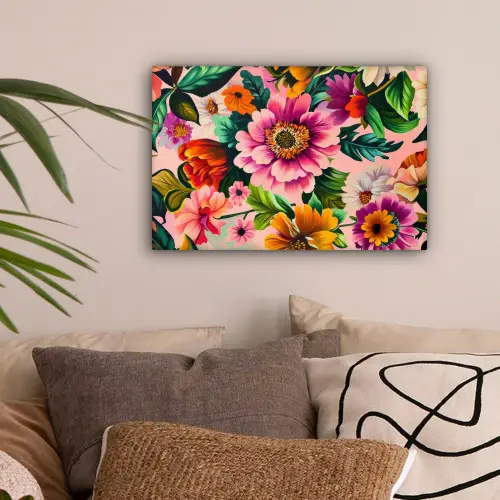 Bloemen - Kleurrijk - Roze canvas 2cm klein -sfeer1