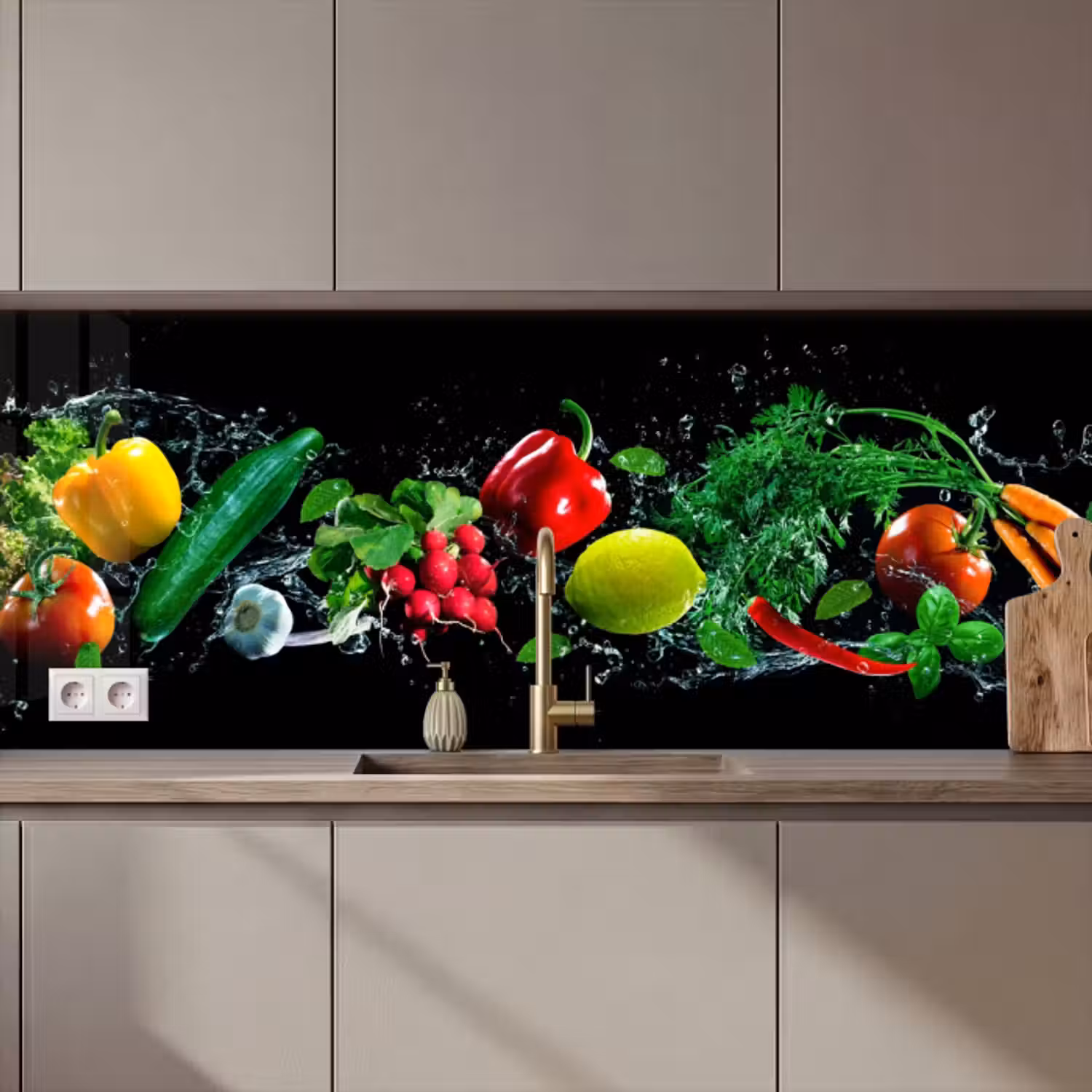 Küchenrückwand - Gemüse - Splash - Schwarz