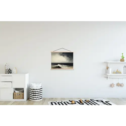 Zee - Rotsen - Storm textielposter latten blank klein -kinderkamer