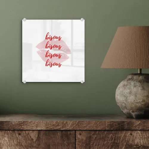 Bisous - Lip - Wit - Rood plexiglas 5mm klein -sfeer3