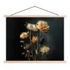 Boeket - Bloemen - Licht - Zwart textielposter latten blank klein -3d