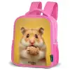 Hamster - Walnoot - Dier Kinderrugzak - Roze middel -schuin