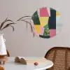 Abstract - Roze - Lappen - Vormen - Geel Akoestische PET Vilt - Rond klein -sfeer3
