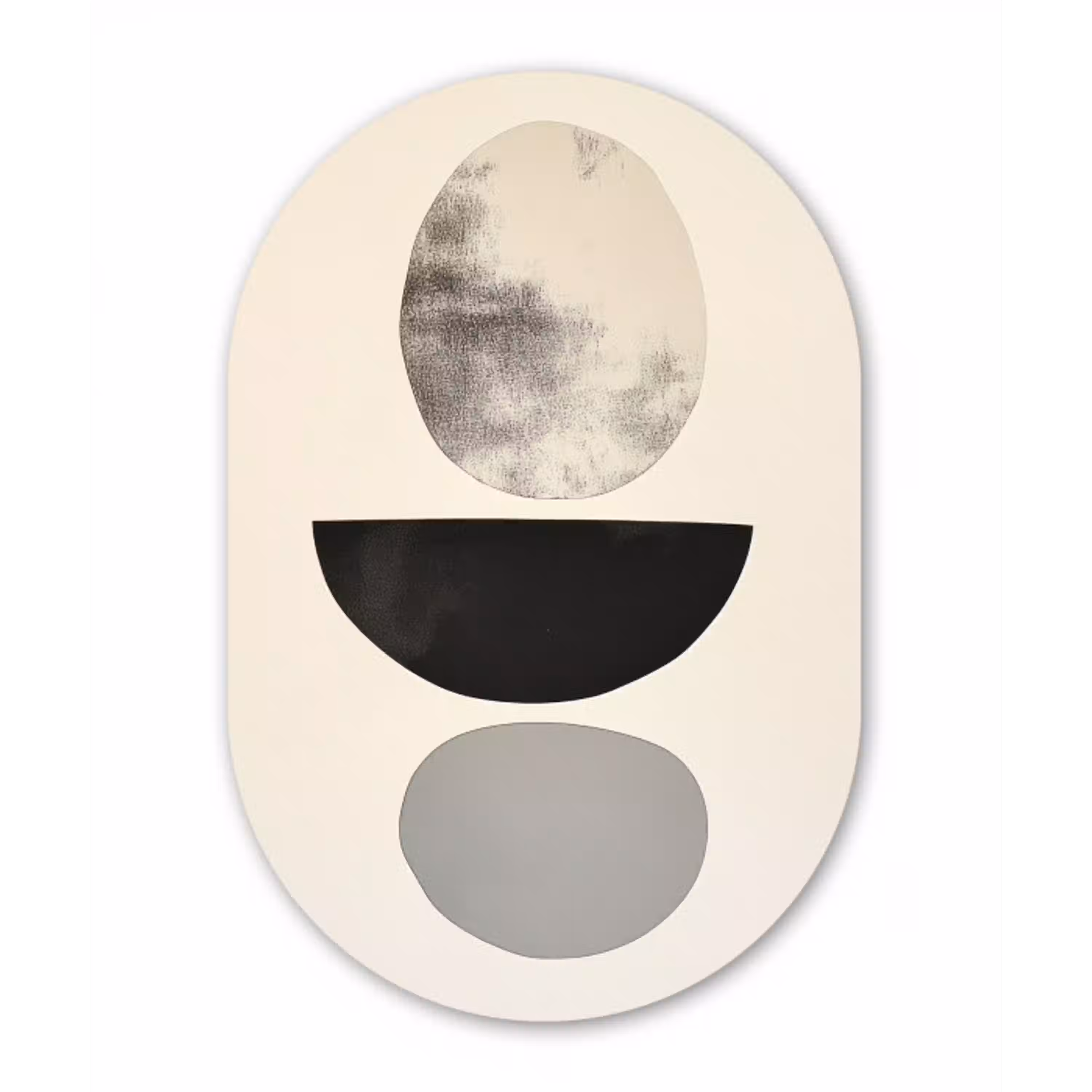 Beige - Japandi - Wabi sabi Wandcirkel Ovaal Aluminium middel -3d