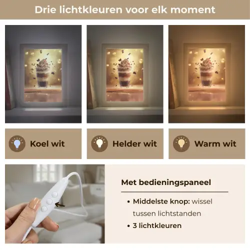 Dessert - Chocolade - Zoet - Eten Light Box met kabel (Tafellamp) klein -USP_lichtkleurNL