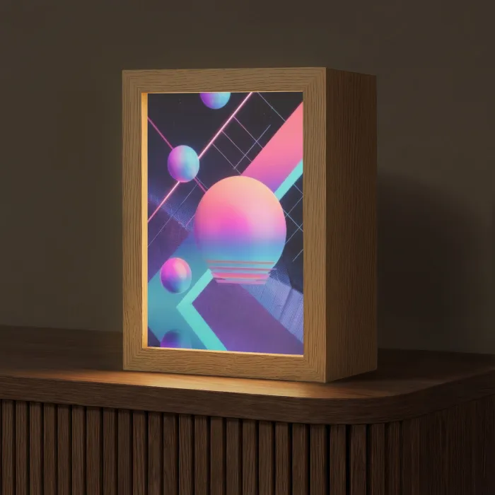 Cirkels - Vlakken - Abstract - Blauw Light Box met kabel (Tafellamp) klein -z3d_website