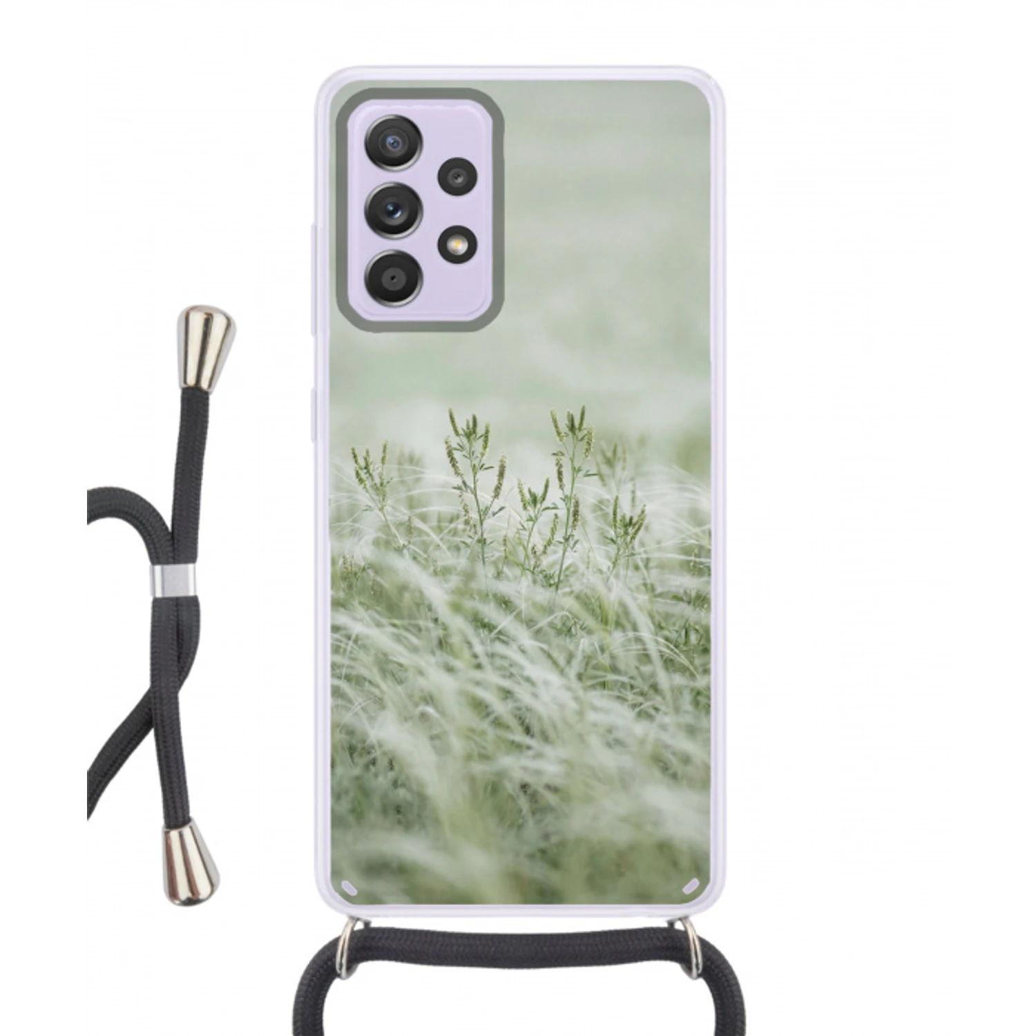 Grassen - Minimalistisch - Groen Hoesje Samsung Galaxy A52 5G met koord klein -3d