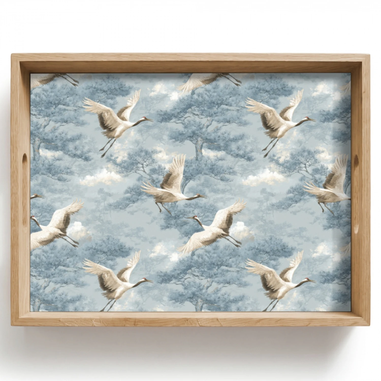 Wolken - Kraanvogels - Blauw Dienblad Rechthoek middel 911 -z3d_shopping