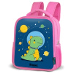 Dino - Planeet - Ster - Blauw Kinderrugzak - Roze middel -schuin
