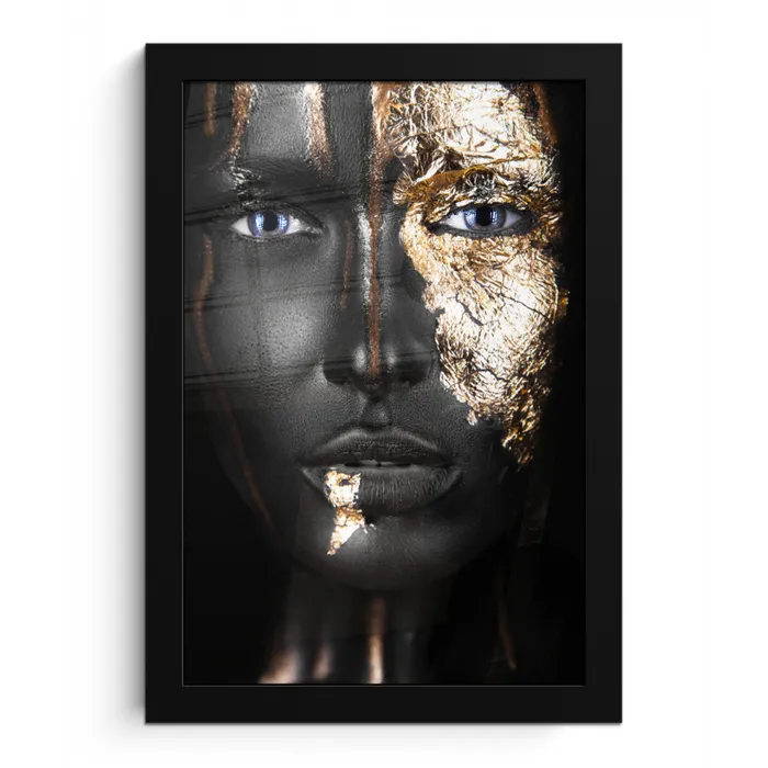 Vrouw - Bladgoud - Zwart - Goud - Luxe fotolijst zwart zonder passe partout klein -3d