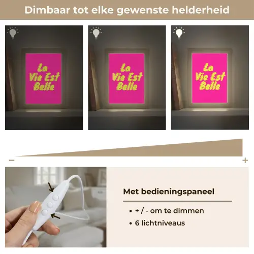 Quote - Retro - Roze Light Box met kabel (Tafellamp) klein -USP_dimbaarNL