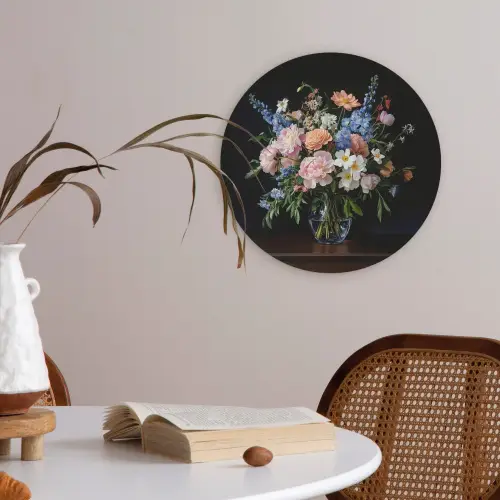 Pastel - Bloemen - Glazen - Vaas Akoestische PET Vilt - Rond klein -sfeer3