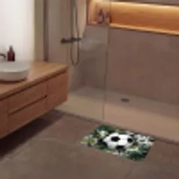 Voetbal - Verf - Spetters - Groen Badmat klein -sfeer2