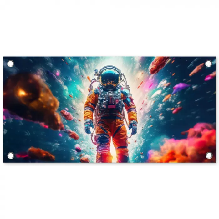 Astronaut - Neon - Meteoriet - Neon tuinposter los doek klein -3d