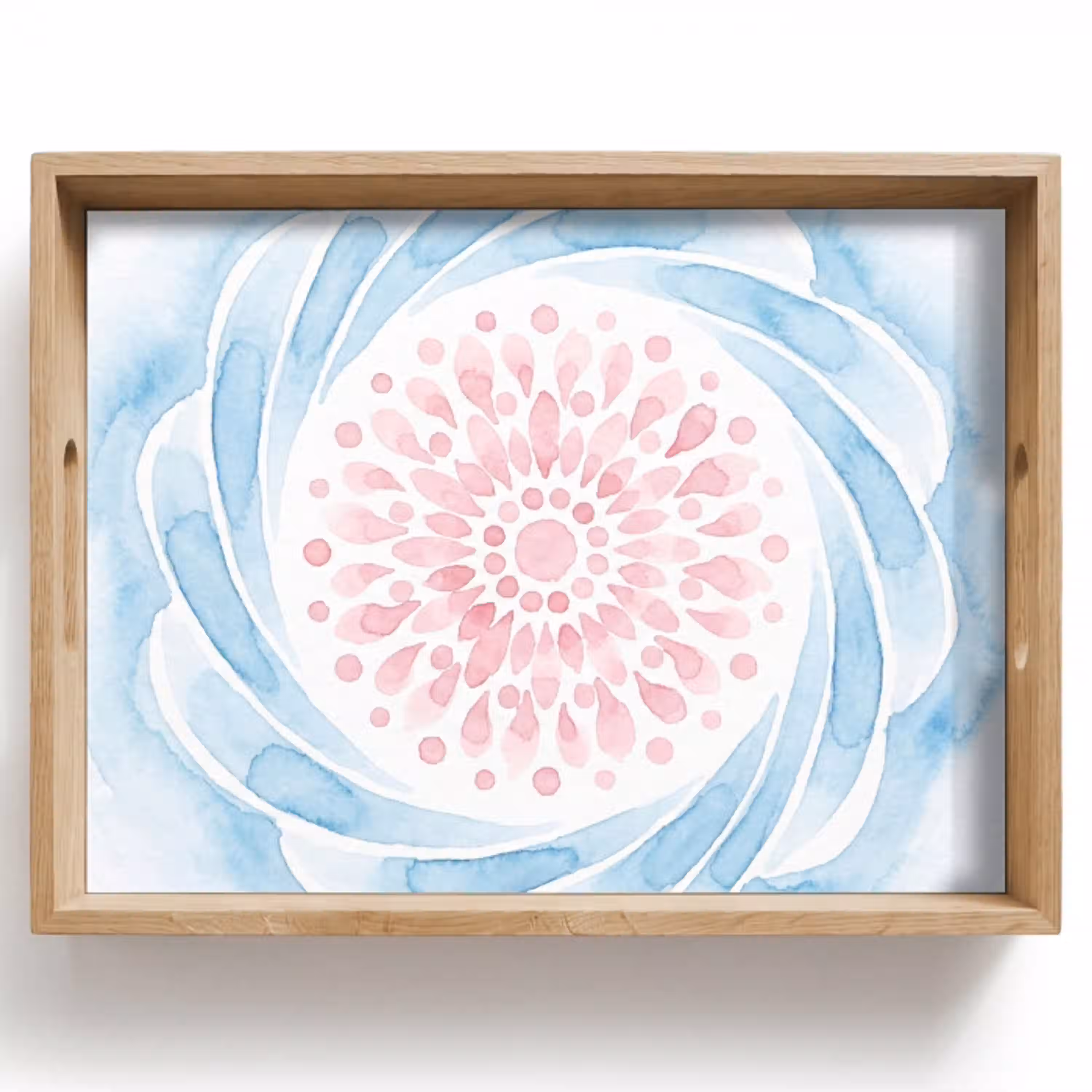 Abstract - Bloemvorm - Aquarel - Roze - Blauw Dienblad Rechthoek middel -z3d_shopping