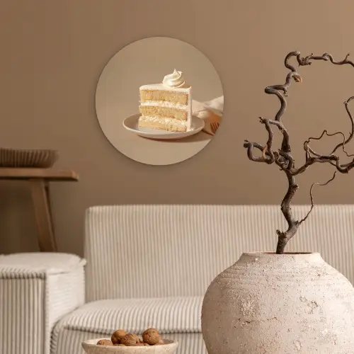 Vanilletaart - Cake - Romig Wandcirkel plexiglas klein -sfeer1