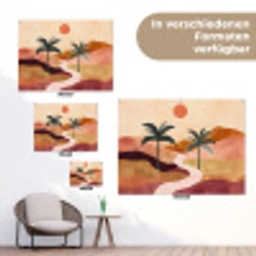 Heuvels - Palmbomen - Abstract tuinposter los doek klein -Xsfeer9_DE