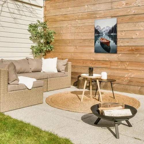 Boot - Bergen - Natuur - Water Tuinposter op houten frame 2 cm dik klein -sfeer2