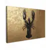 Kreeft - Zwart - Goud - Luxe Tuinposter op houten frame 2 cm dik klein -3d