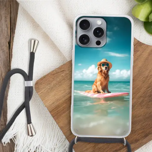 Zeewater - Hond - Golden retriever - Zonnebril Hoesje iPhone 16 Pro Max met koord klein -sfeer4