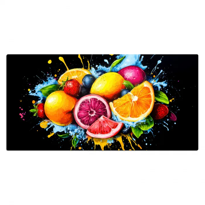 Fruit - Graffiti - Kleurrijk - Sinaasappel - Aardbei - Abstract Muismat XXL klein -3d_leeg
