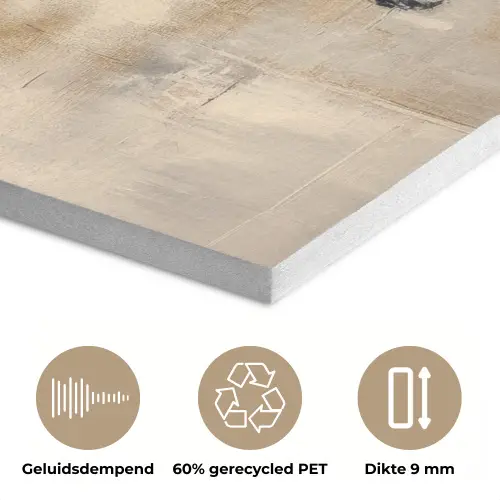 Wereldkaart - Goud - Zwart - Abstract PET vilt klein -closeup_NL