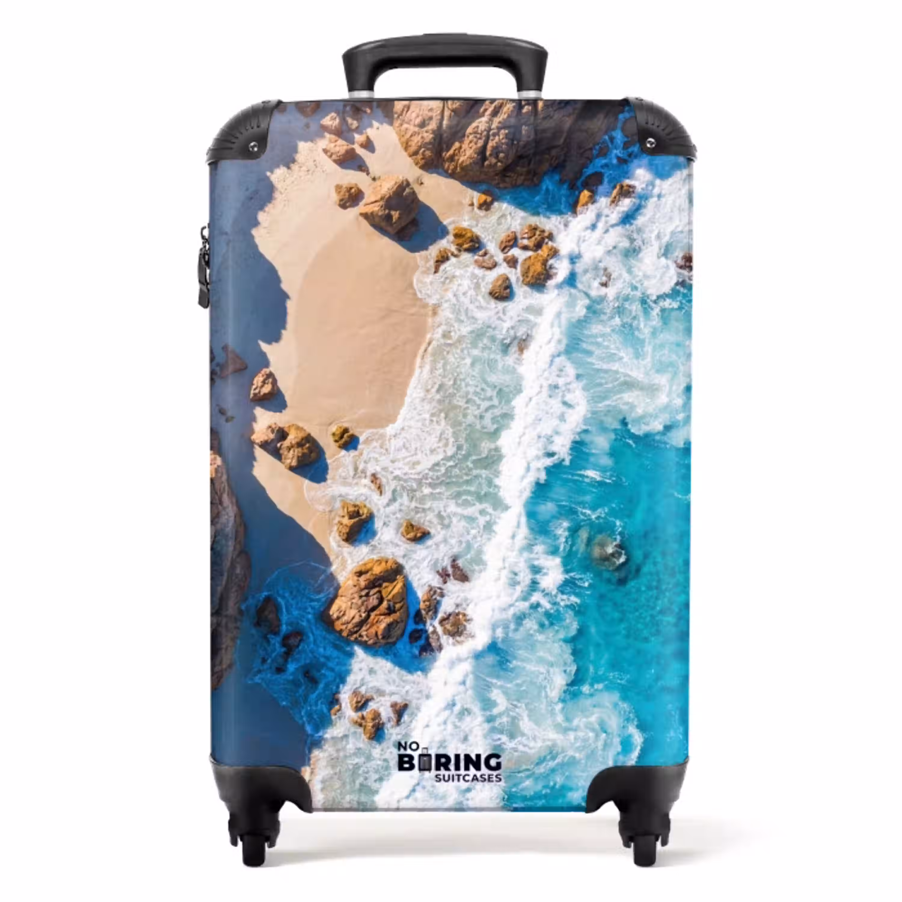 Strand - Zee - Rotsen - Natuur - Blauw NBS - Handbagage koffer - Volwassenen Unisex middel -productfoto_recht