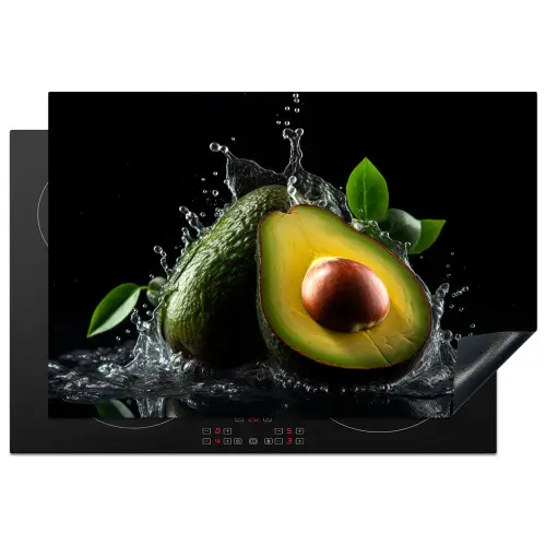Avocado - Groente - Bladeren - Water - Zwart - Groen Inductie beschermer vinyl 3mm klein -3d