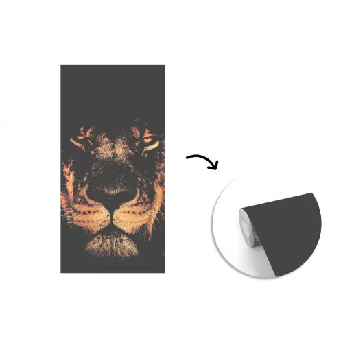 Leeuw - Dieren - Zwart - Portret fotobehang vinyl groot -3d