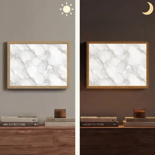 Wit - Marmer - Bruin Light Box met batterij (Wandlamp) middel 907 -sfeer3