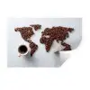 Wereldkaart - Koffiebonen - Suikerklontjes Muursticker klein -3d
