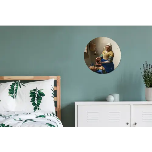 Het melkmeisje - Kunst - Oude meesters - Vermeer Wandcirkel aluminium klein -slaapkamer