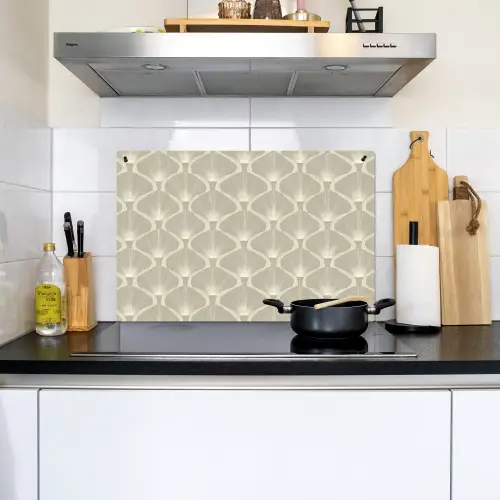 Paneel - Ginkgo - Zand Inductie beschemer met haakjes klein 777 -sfeer2