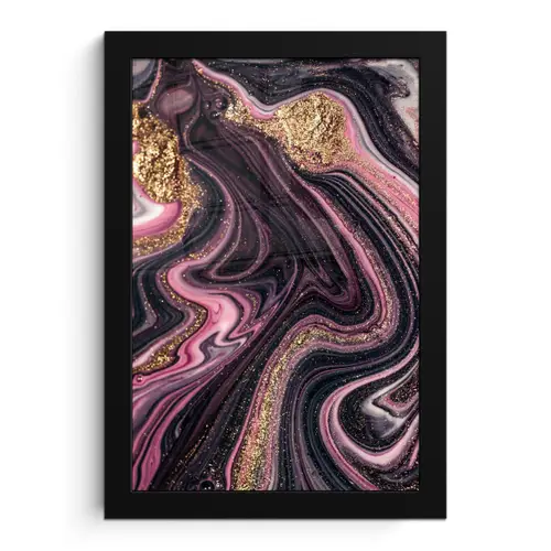 Marmerlook - Roze - Paars - Goud - Luxe - Marmer fotolijst zwart zonder passe partout klein -3d