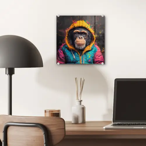 Graffiti - Chimpansee - Jas - Aap - Verf plexiglas 5mm klein -sfeer6