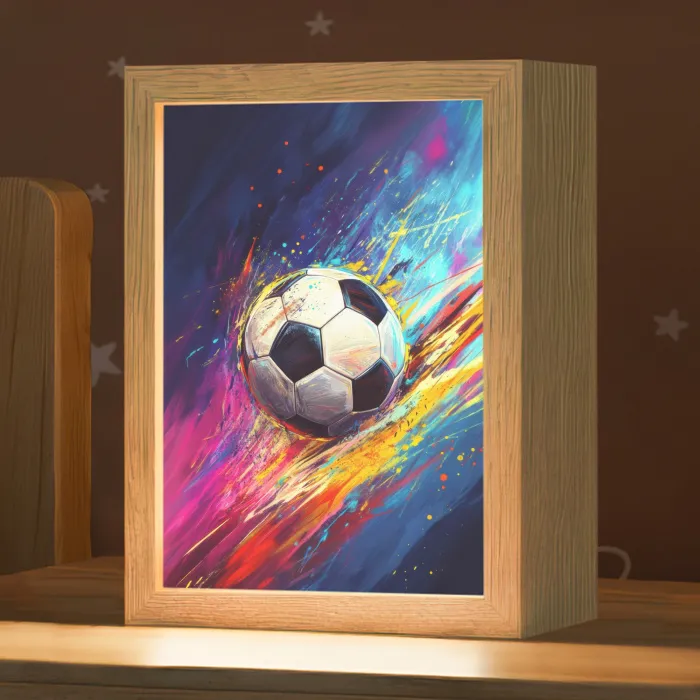 Voetbal - Kleurrijk - Abstract - Penseelstreken Light Box met kabel klein -zzz_3d_website