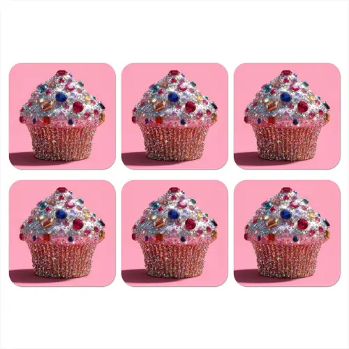 Cupcake - Kleurrijk - Edelstenen onderzetter kurk middel -3d