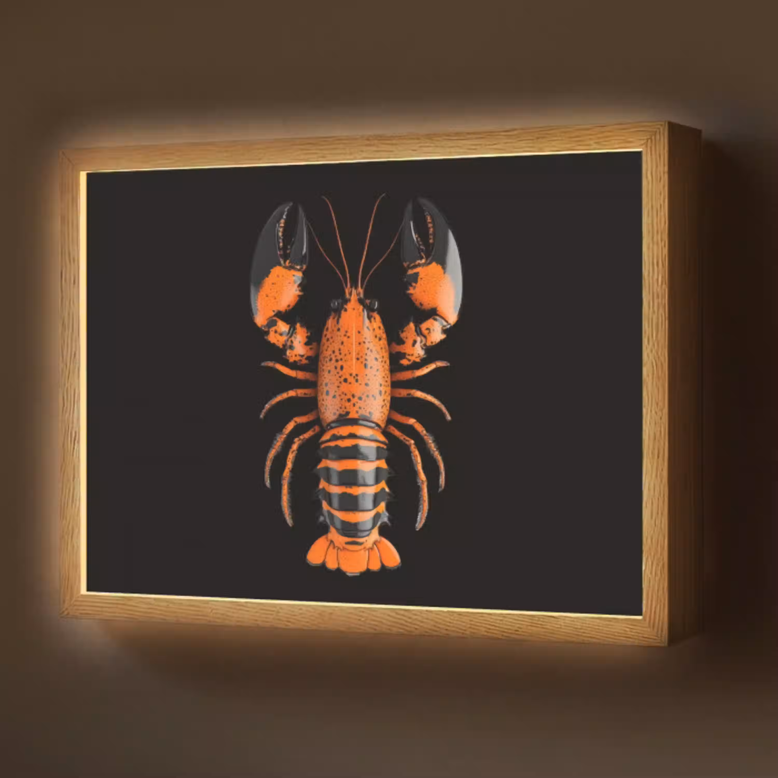 Kreeft - Oranje - Zwart - Modern Light Box met batterij (Wandlamp) middel -z3d_website