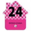 Roze - Blokjes - Klassiek Naambord Huisje klein -3d