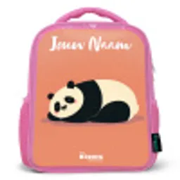 Panda - Slapen - Oranje Kinderrugzak - Roze middel -3d